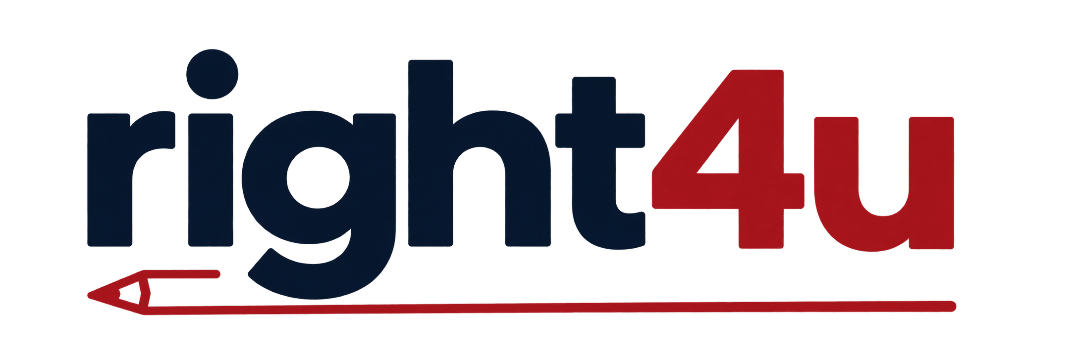 Right4U — לוגו כחול כהה ובורדו עם קו עיפרון
